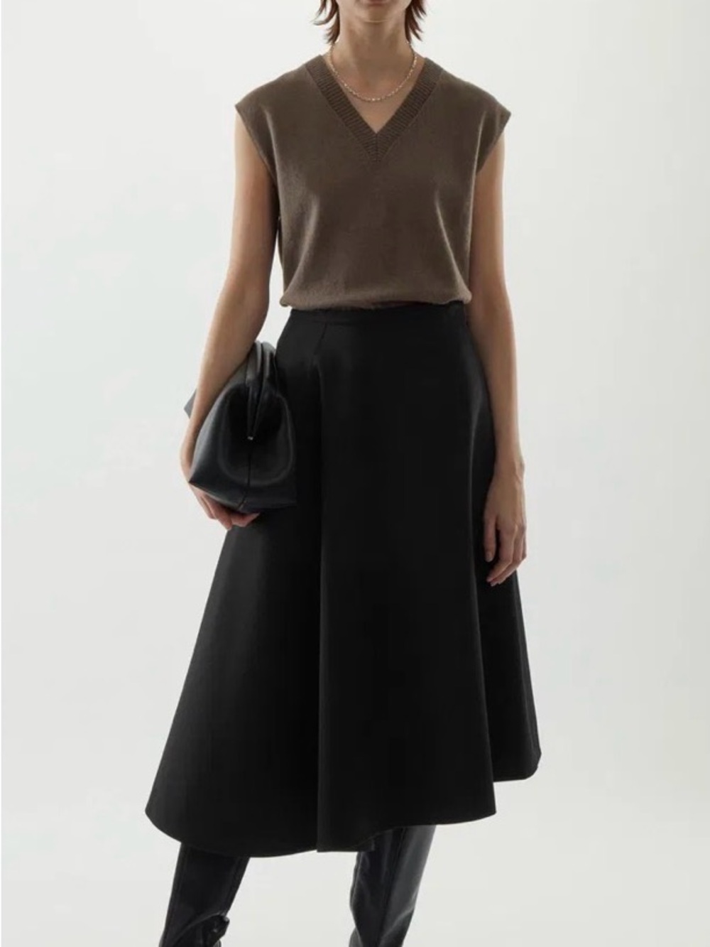 COS Black A-Line Midi Skirt